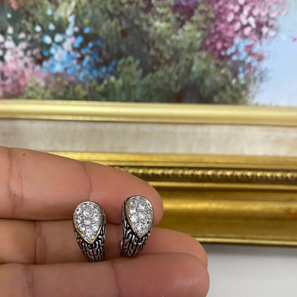 Vintage 925 Silver and Gold Textured Earrings